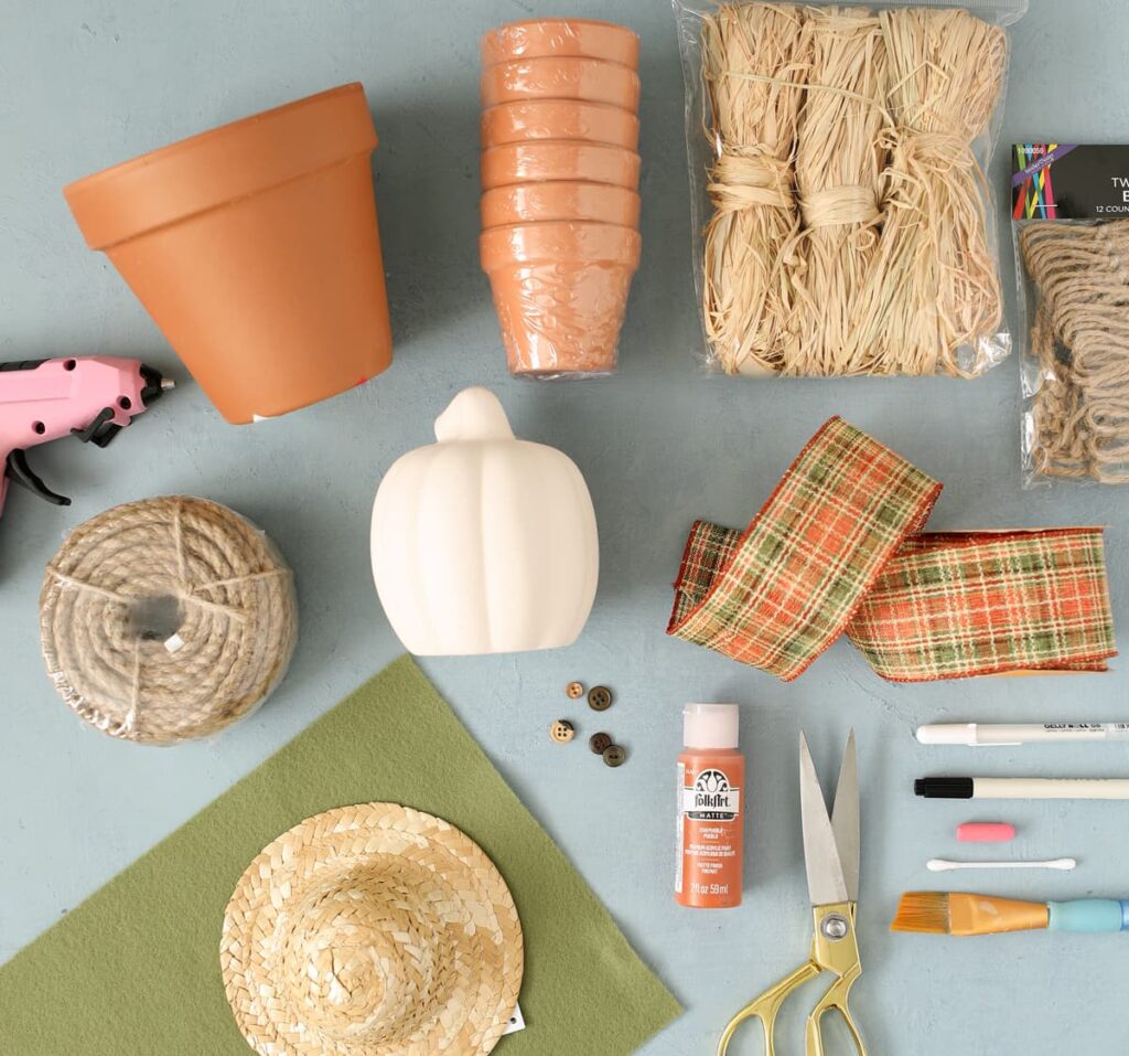 clay pot scarecrow materials needed