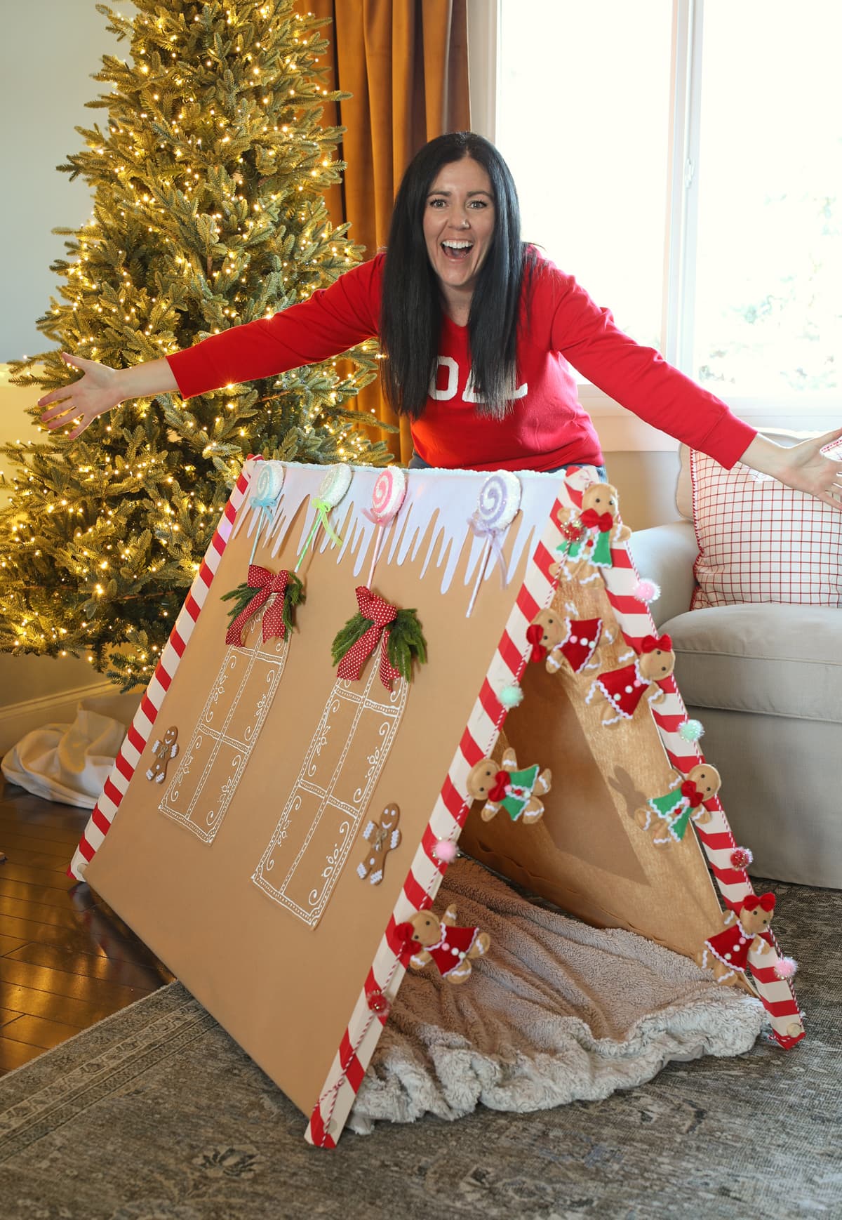 how to make a gingerbread house play tent Christmas craft
