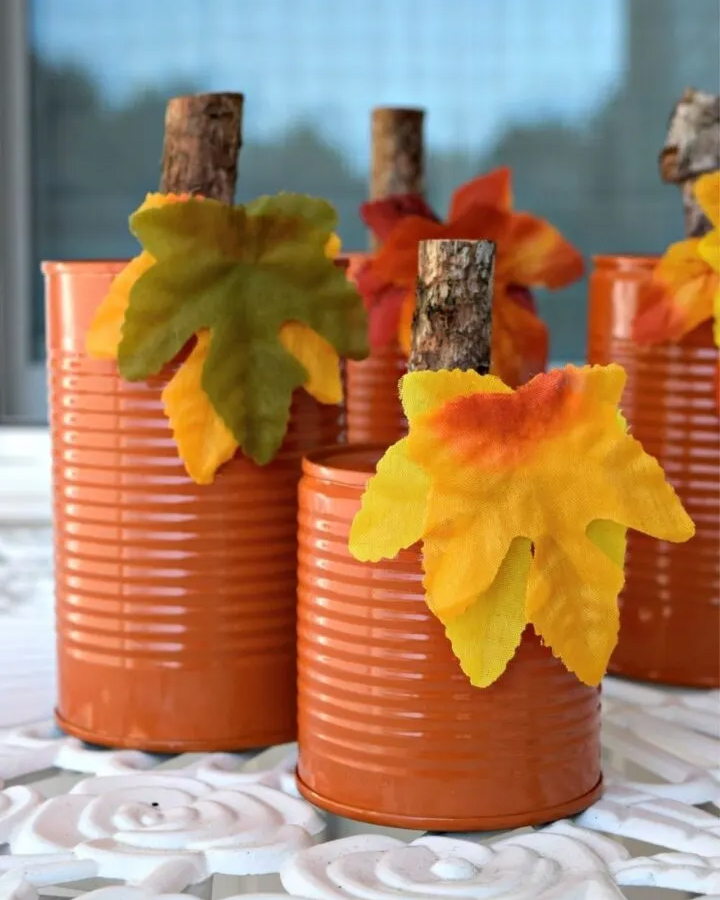 tin can pumpkin craft