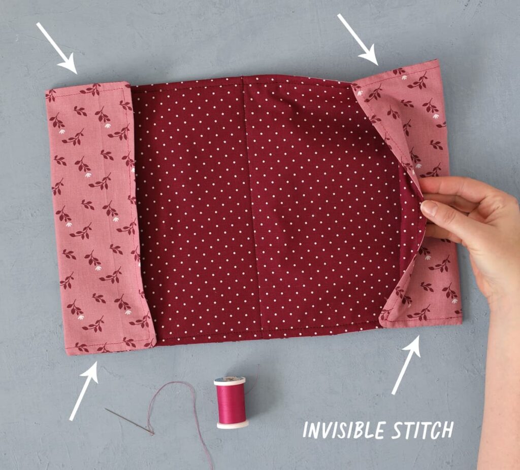 fold side flaps over and sew down