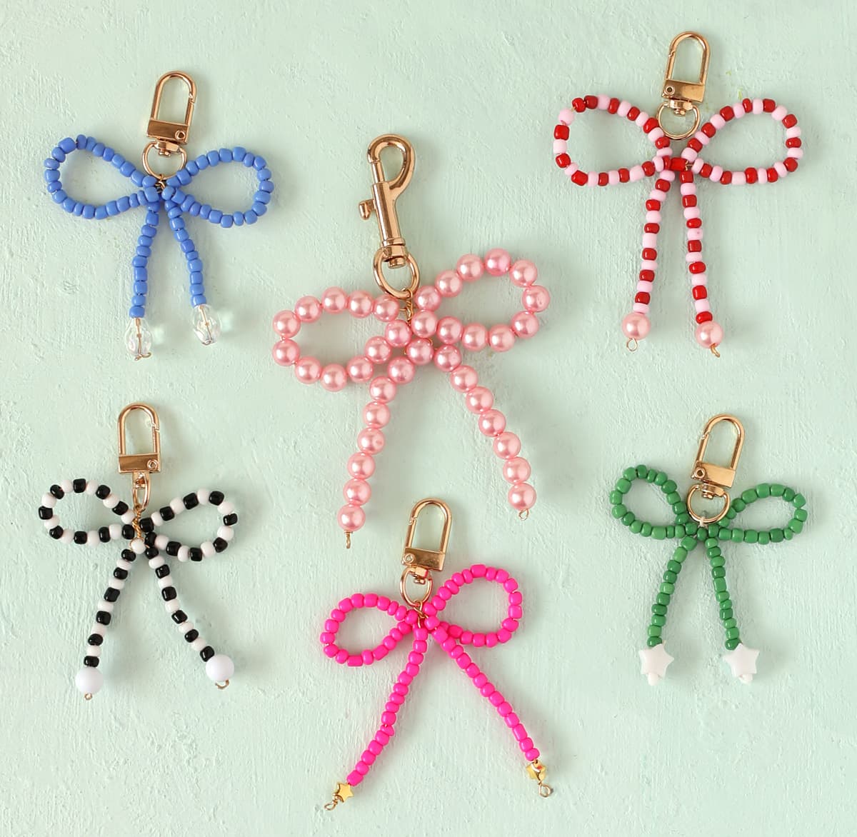 diy beaded bow keychains