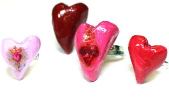 DIY Polymer clay heart rings with image transfer